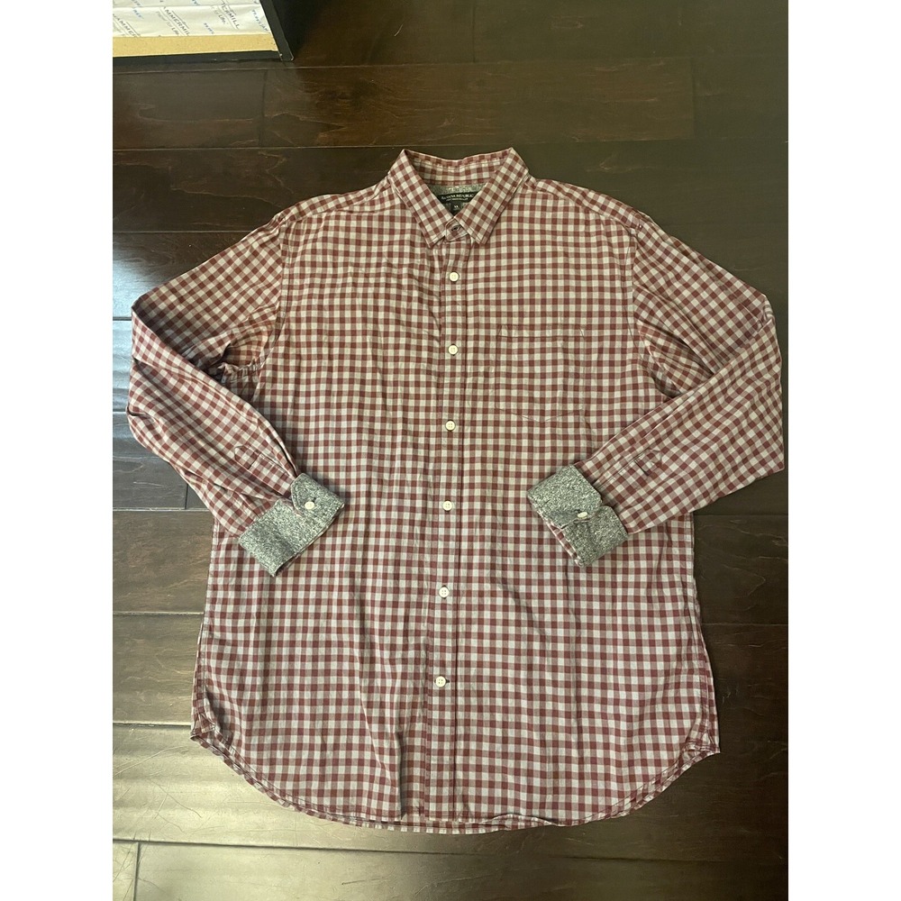 Banana Republic Soft Wash Slim Fit Shirt Mens XL Plaid Red Long Sleeve Button Up